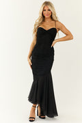 Women's Black Sleeveless Asymmetrical-Hem Maxi Dress
