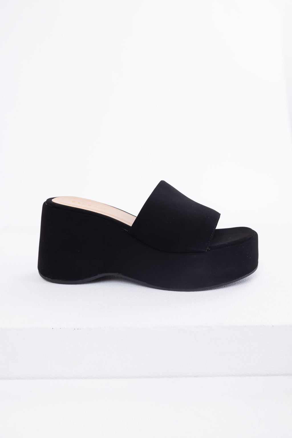 Women's Black Suede Platform Wedge Sandals