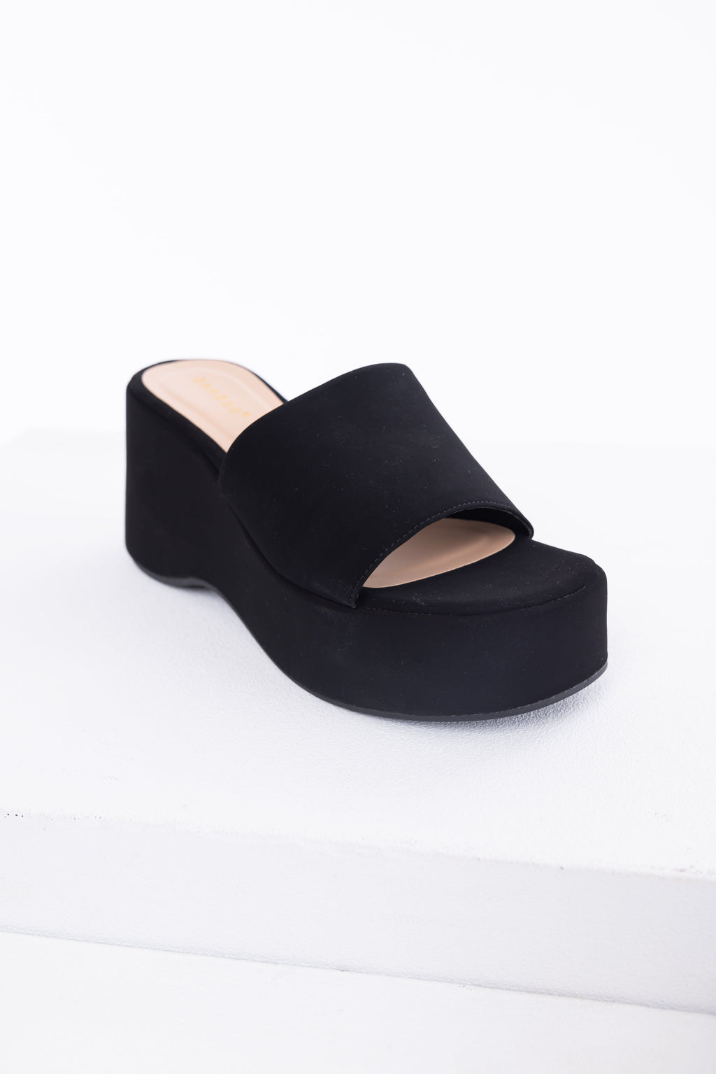 Women's Black Suede Platform Wedge Sandals