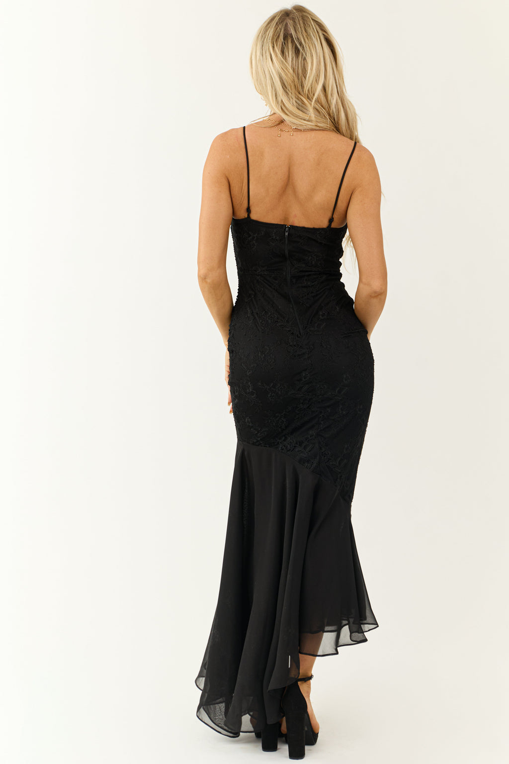 Women's Black Sleeveless Asymmetrical-Hem Maxi Dress