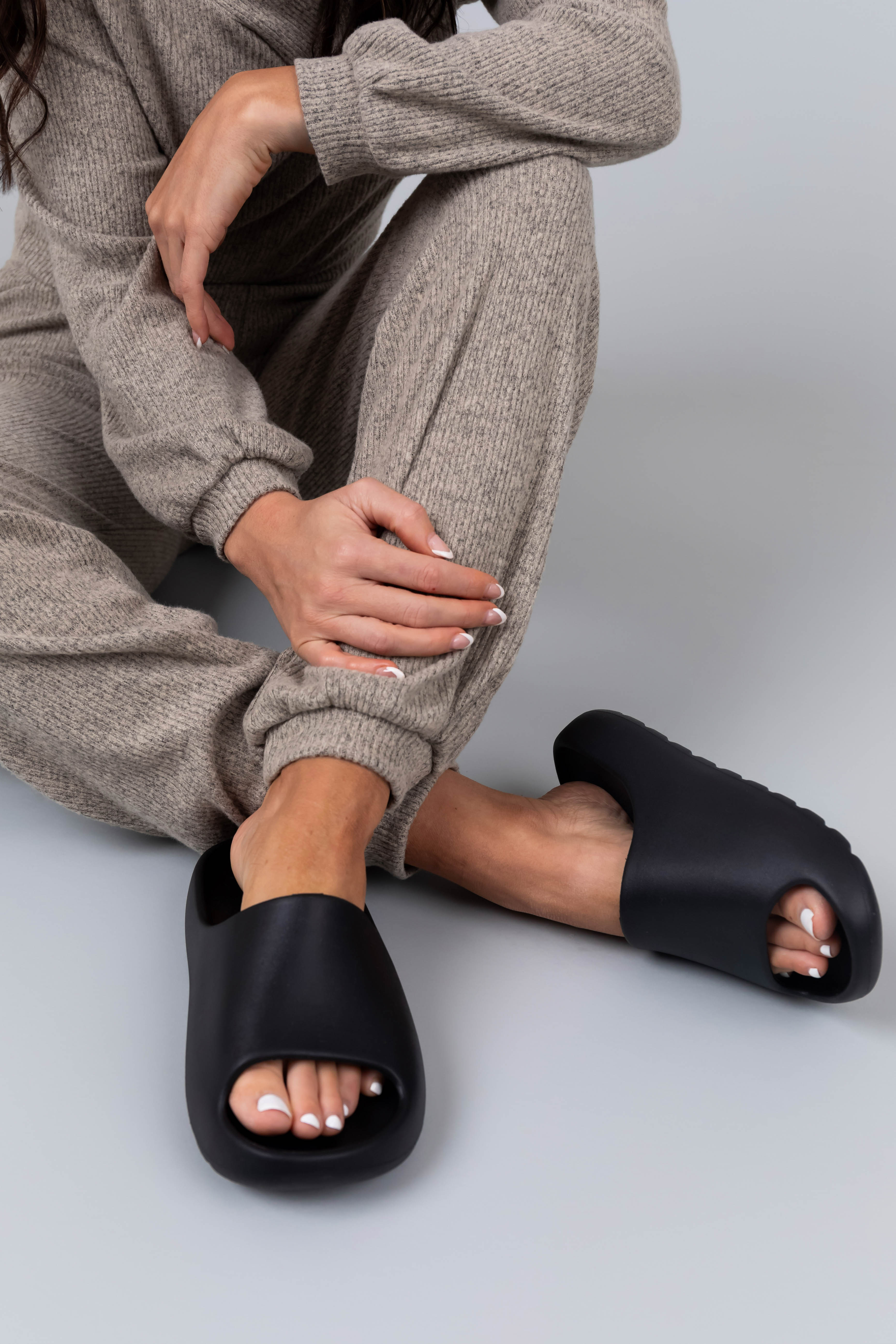 Women's Black Foam Slide Sandals